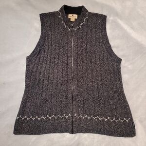 Woolrich Ramie Lambswool Blend Black Heather Zip Vest Size X-Large